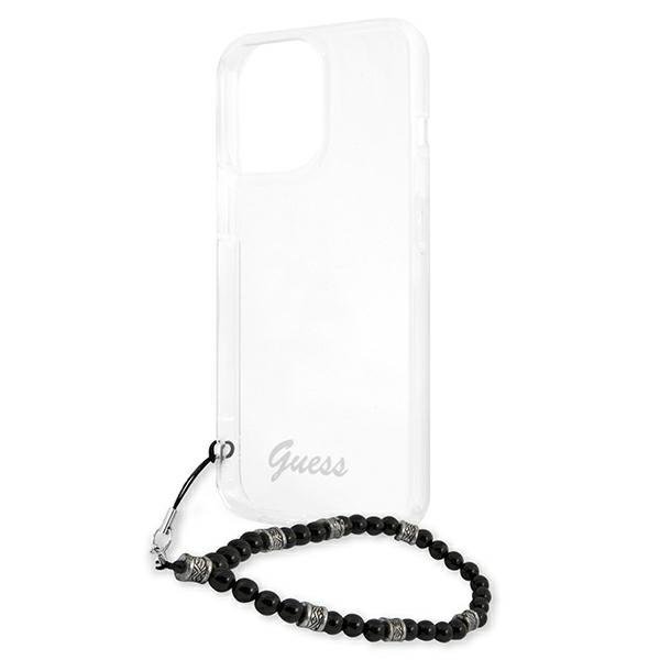 Guess iPhone 13 Pro Max Σκληρή Θήκη με Λουράκι - Black / Pearl / Διάφανη - GUHCP13XKPSBK