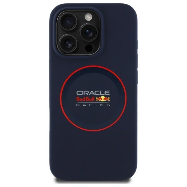 Red Bull iPhone 16 Pro - Silicone Red Ring - MagSafe Σκληρή Θήκη με Πλαίσιο Σιλικόνης - Navy - RBHMP16L24SIILVR