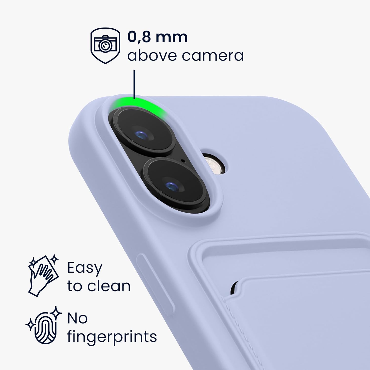 KW iPhone 16 Θήκη Σιλικόνης TPU με Υποδοχή για Κάρτα - Lavender