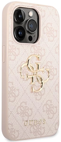 Guess iPhone 15 Pro Max - 4G Big Metal Logo Θήκη με Επένδυση Συνθετικού Δέρματος - Pink - GUHCP15X4GMGPI