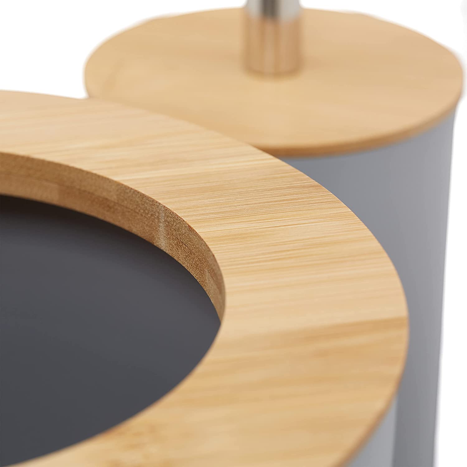 Relaxdays Αξεσουάρ Μπάνιου Σετ 6 Τεμαχίων από Πλαστικό και Μπαμπού - Grey / Light Brown - 4052025886493