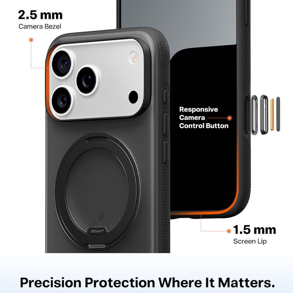 Torras iPhone 17 Pro Max - Σκληρή θήκη με Περιστρεφόμενο Stand / MagSafe - Ostand R Fitness Series - Black