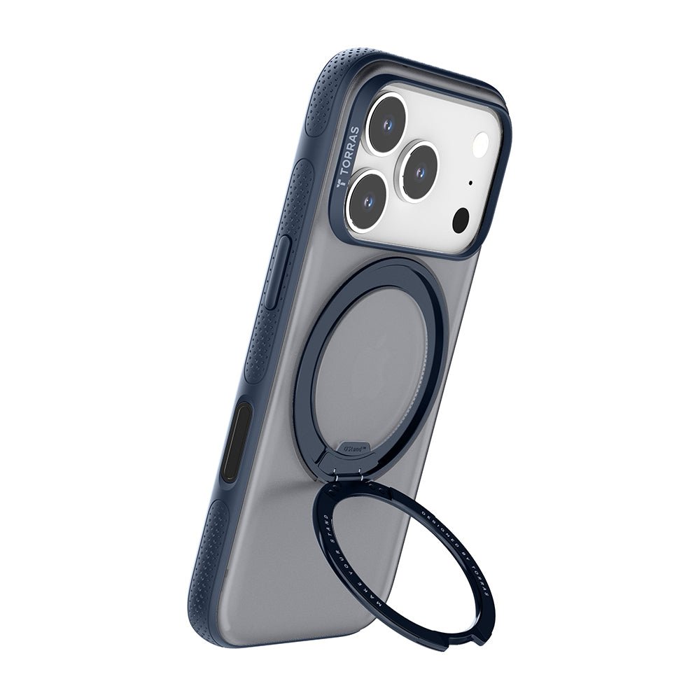 Torras iPhone 17 Pro Max - Σκληρή θήκη με Περιστρεφόμενο Stand / MagSafe - Ostand R Fitness Series - Navy Blue