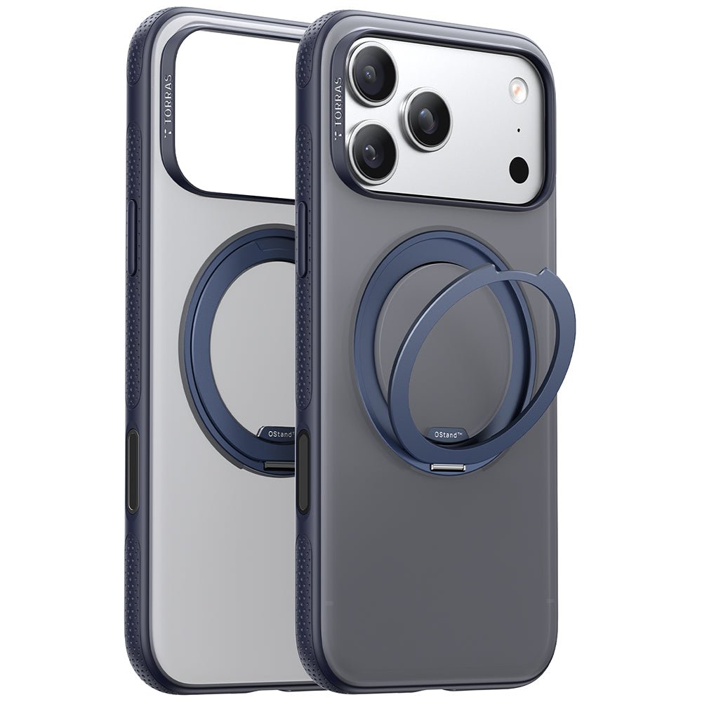 Torras iPhone 17 Pro Max - Σκληρή θήκη με Περιστρεφόμενο Stand / MagSafe - Ostand R Fitness Series - Navy Blue
