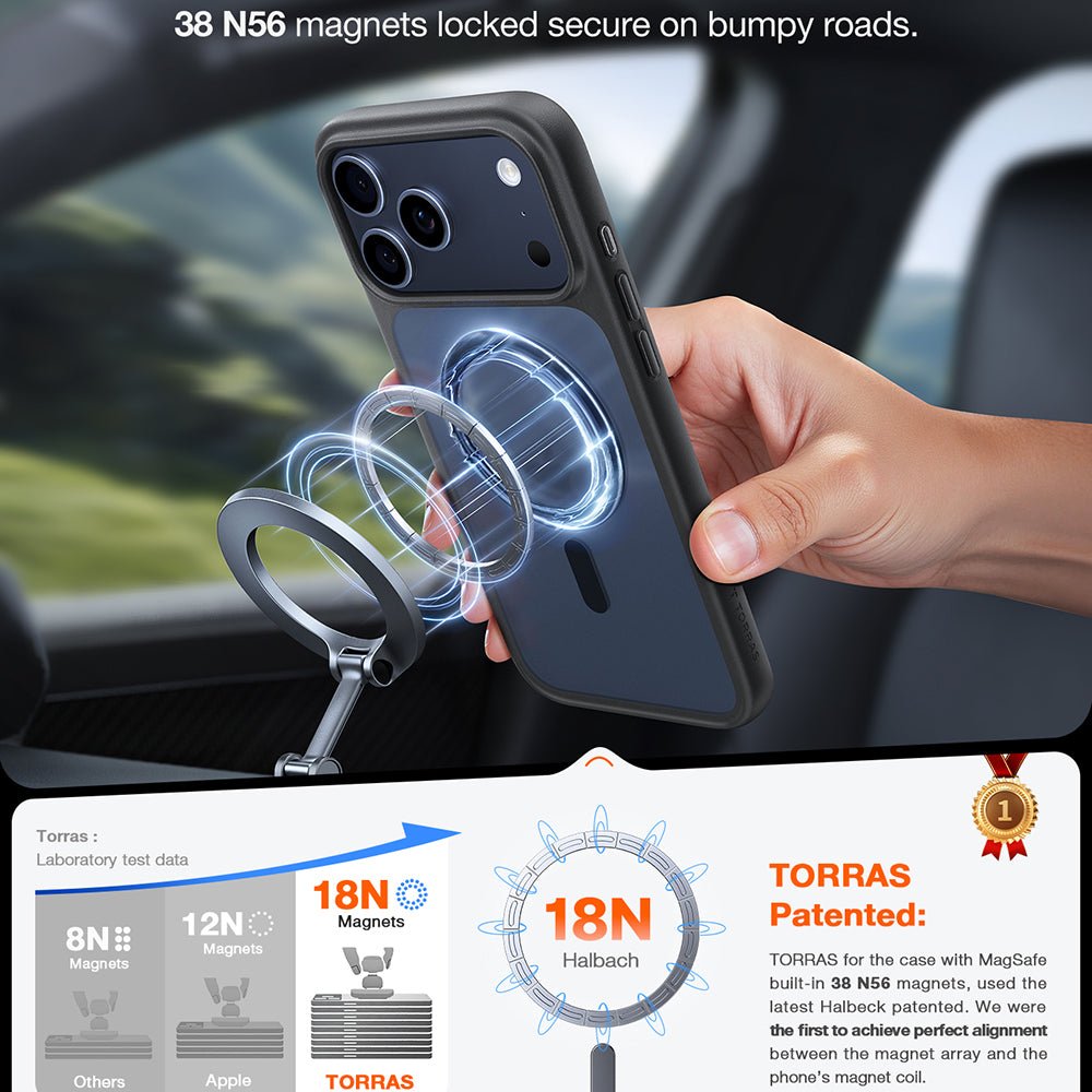 Torras iPhone 17 Pro Max - Σκληρή Θήκη με Πλαίσιο Σιλικόνης και MagSafe - Guardian Magnetic Series - Black