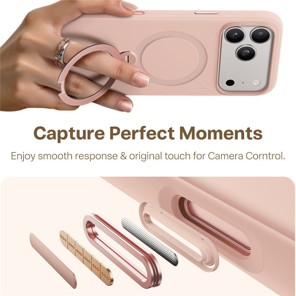 Torras iPhone 17 Pro Max - Θήκη Σιλικόνης με Περιστρεφόμενο Stand / MagSafe - QPRO Silicone Series - Pink