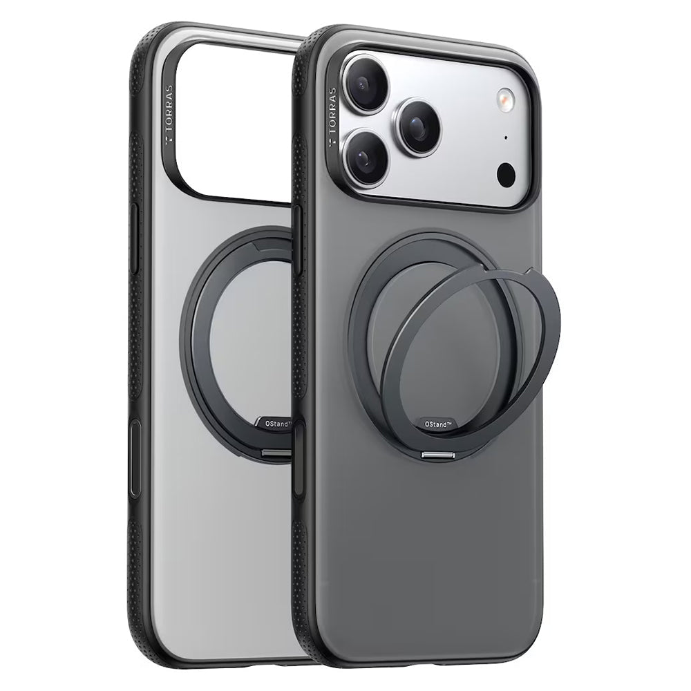 Torras iPhone 17 Pro - Σκληρή θήκη με Περιστρεφόμενο Stand / MagSafe - Ostand R Fitness Series - Black