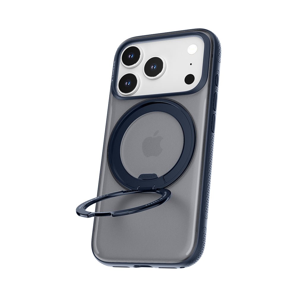 Torras iPhone 17 Pro - Σκληρή θήκη με Περιστρεφόμενο Stand / MagSafe - Ostand R Fitness Series - Navy Blue