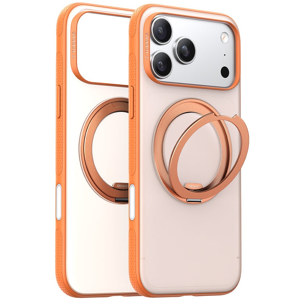 Torras iPhone 17 Pro - Σκληρή θήκη με Περιστρεφόμενο Stand / MagSafe - Ostand R Fitness Series - Orange