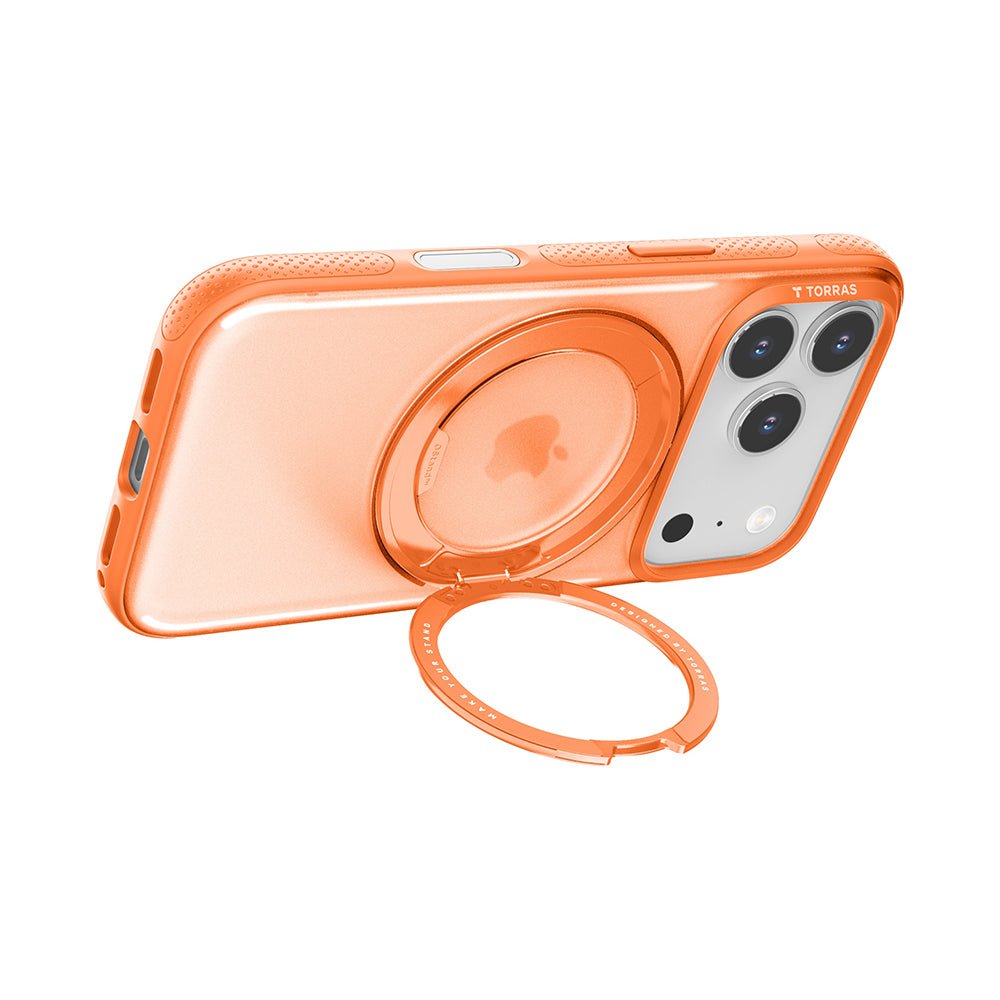 Torras iPhone 17 Pro - Σκληρή θήκη με Περιστρεφόμενο Stand / MagSafe - Ostand R Fitness Series - Orange