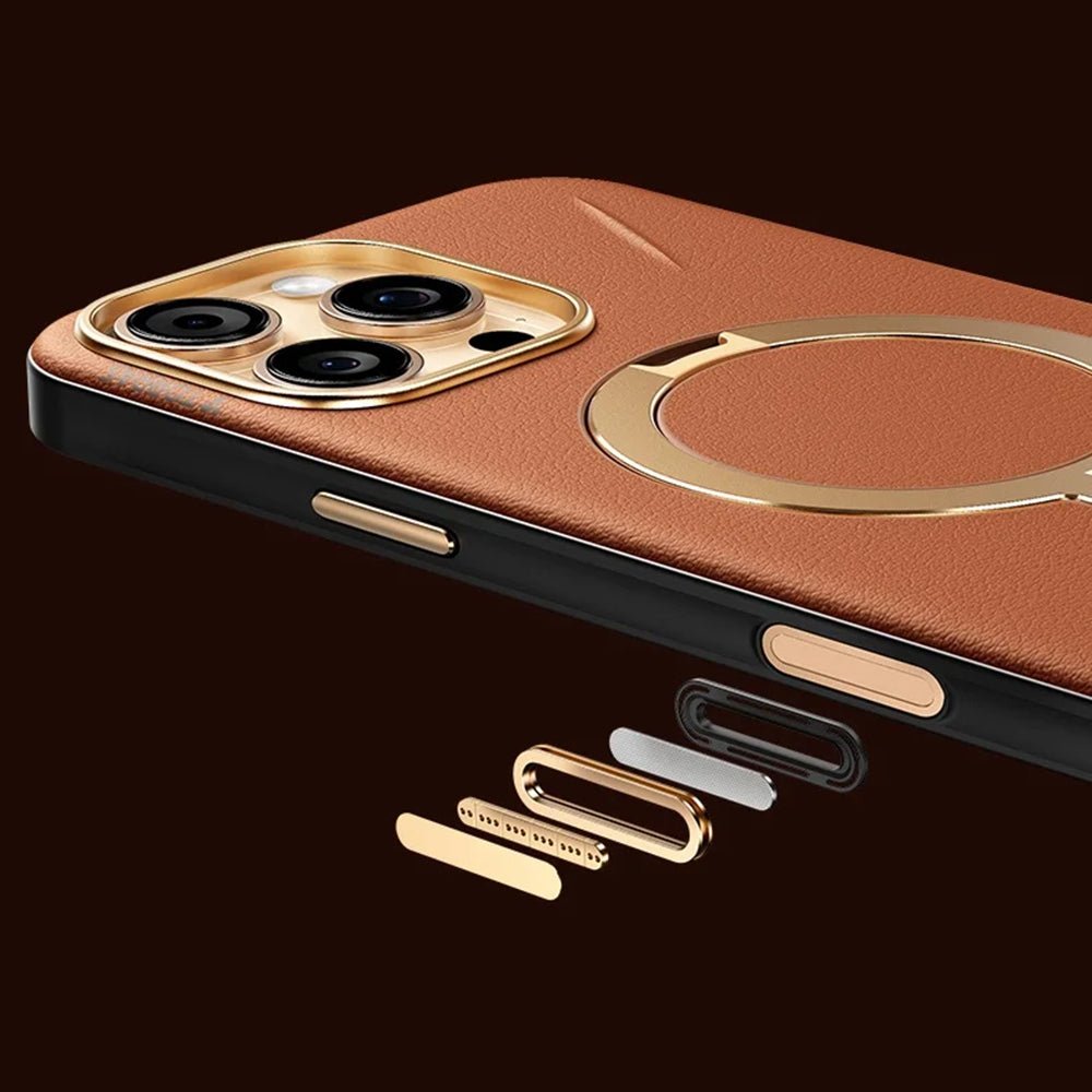 Torras iPhone 17 Pro - Σκληρή θήκη με Περιστρεφόμενο Stand / MagSafe - QPRO Leather Series - Brown