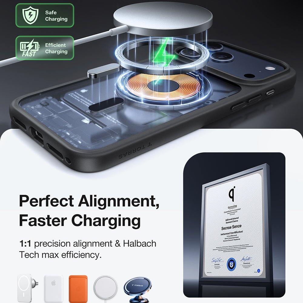 Torras iPhone 17 Pro - Σκληρή Θήκη με Πλαίσιο Σιλικόνης και MagSafe - Guardian Magnetic Series - Black