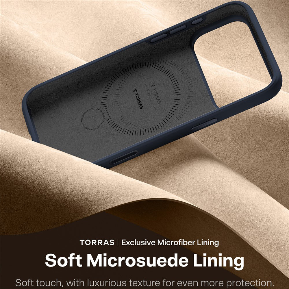 Torras iPhone 17 Pro - Θήκη Σιλικόνης με Περιστρεφόμενο Stand / MagSafe - QPRO Silicone Series - Navy Blue