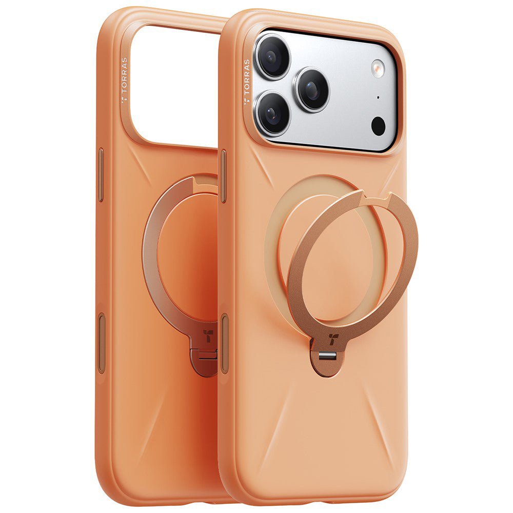 Torras iPhone 17 Pro - Θήκη Σιλικόνης με Περιστρεφόμενο Stand / MagSafe - QPRO Silicone Series - Orange