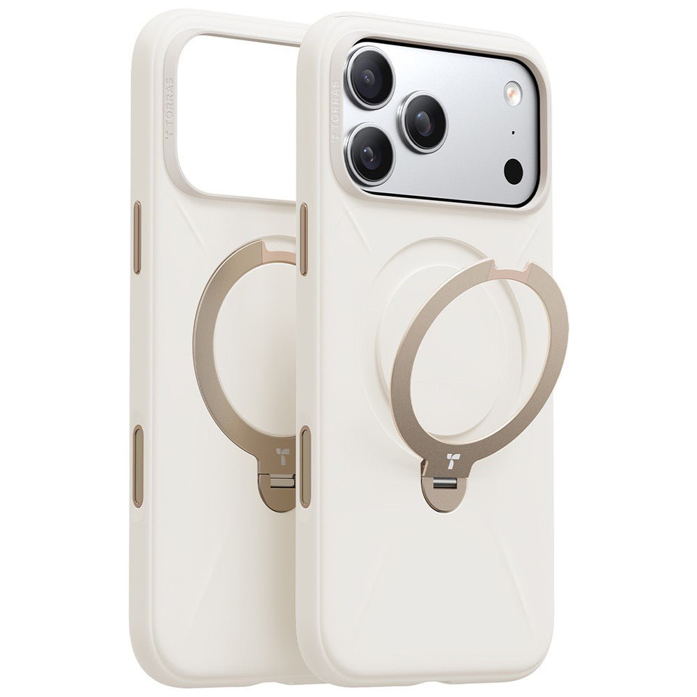 Torras iPhone 17 Pro - Θήκη Σιλικόνης με Περιστρεφόμενο Stand / MagSafe - QPRO Silicone Series - White