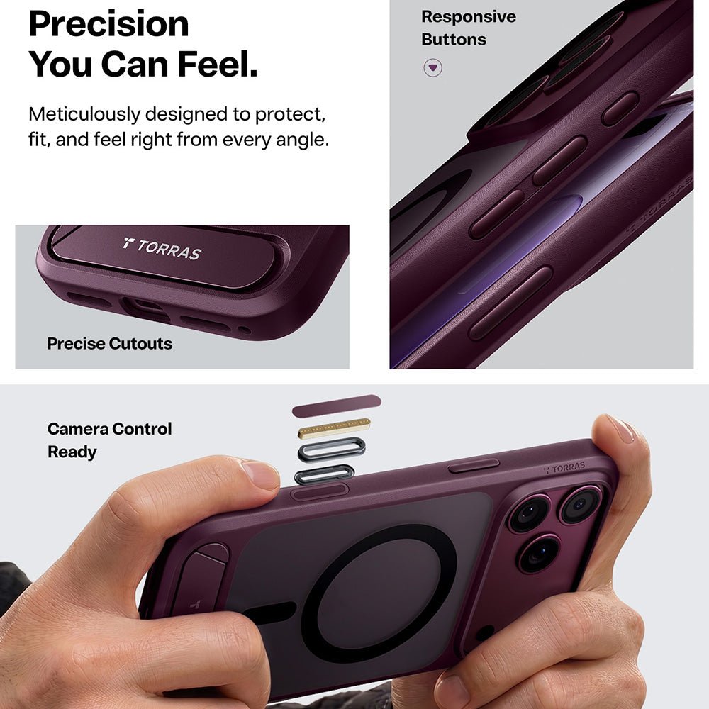 Torras iPhone 18 Pro / iPhone 17 Pro - Σκληρή θήκη MagSafe με Πλαίσιο Σιλικόνης και Stand - Ostand L1 - Purple