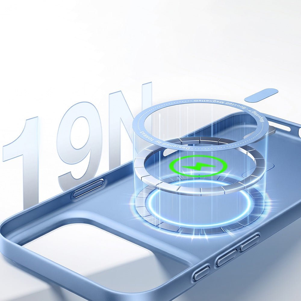 Torras iPhone 18 Pro / iPhone 17 Pro - Σκληρή Θήκη με Πλαίσιο Σιλικόνης και MagSafe - OriginFit-Mag Series - Light Blue