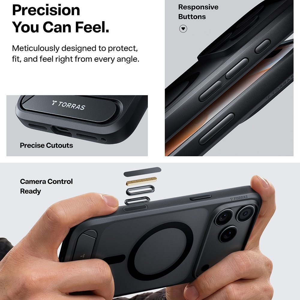 Torras iPhone 18 Pro Max / iPhone 17 Pro Max - Σκληρή θήκη MagSafe με Πλαίσιο Σιλικόνης και Stand - Ostand L1 - Black