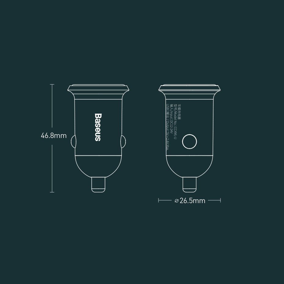 Baseus Grain Pro Car Charger - Φορτιστής Αυτοκινήτου 4.8A 2xUSB Ports - White - CCALLP-02