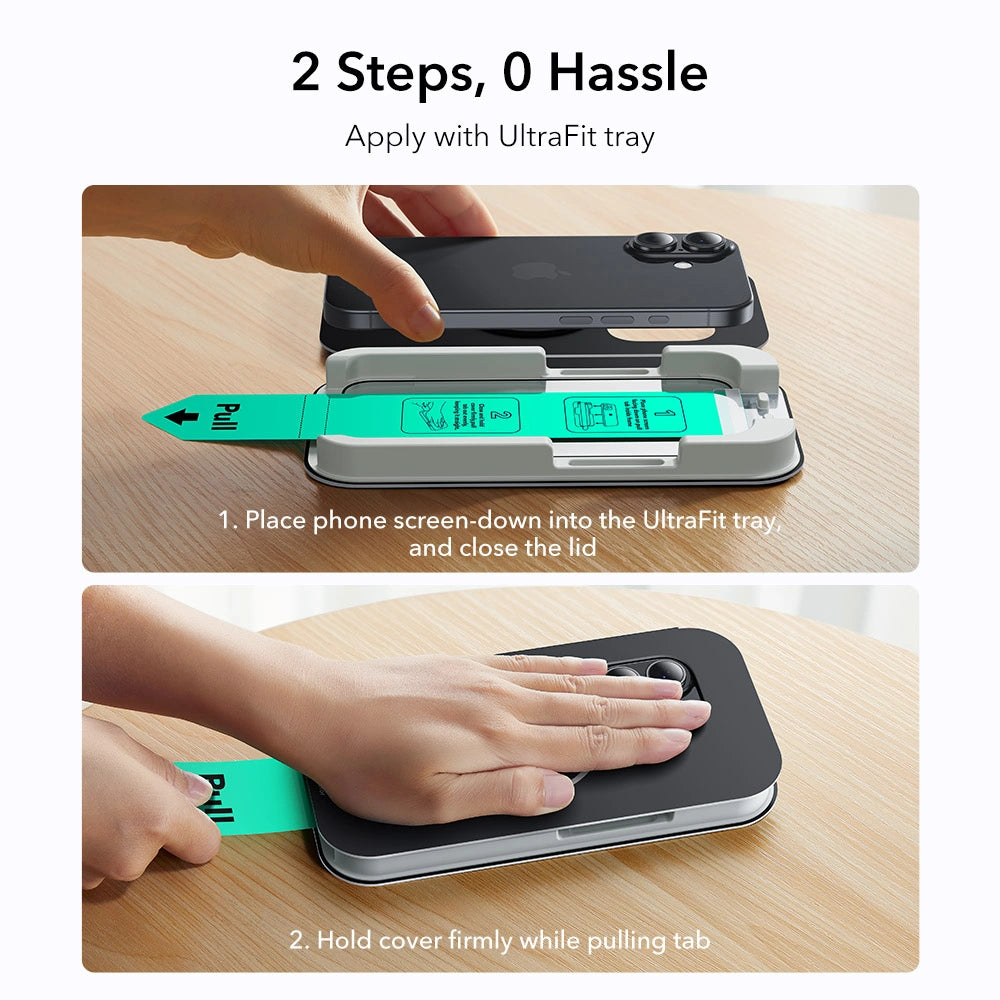 ESR iPhone 16 Pro / iPhone 17 - UltraFit Classic - Full Screen Αντιχαρακτικό Γυαλί Οθόνης - 2 Τεμάχια - Black