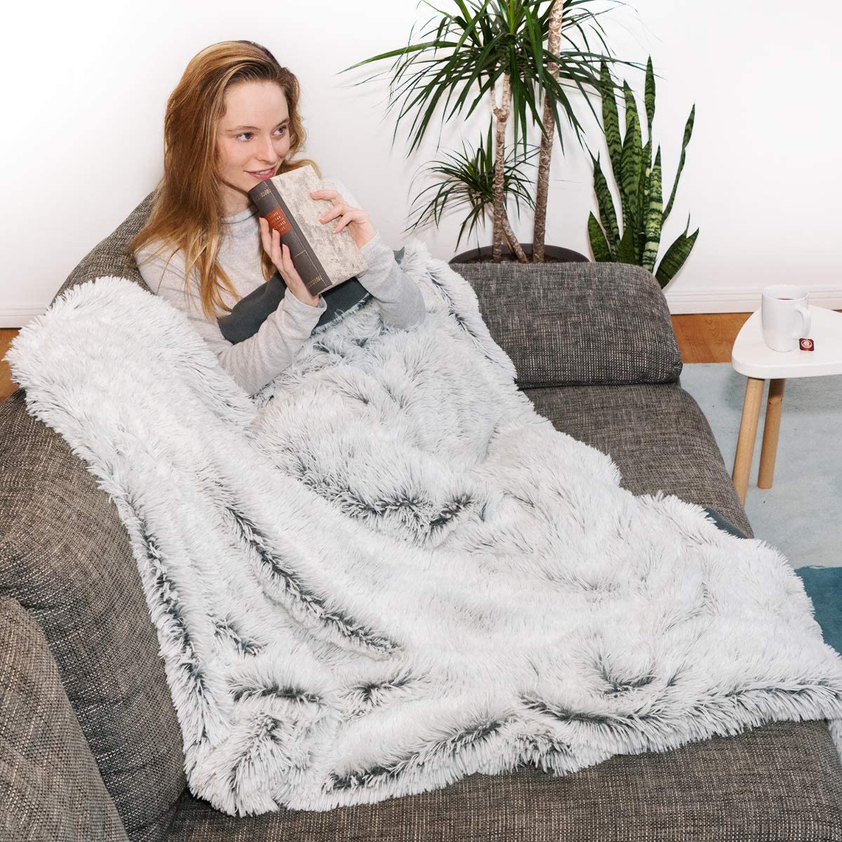 Navaris Κουβέρτα Καναπέ από Γούνα - 150 x 200 cm - Grey - 49847.22.02