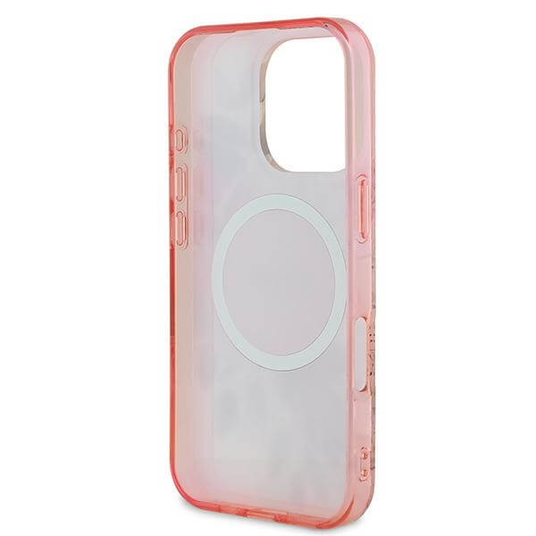 Guess iPhone 16 Pro Max - IML Flower and Tonal Circle MagSafe - Σκληρή Θήκη με Πλαίσιο Σιλικόνης - Pink - GUHMP16XHFWBDCEP