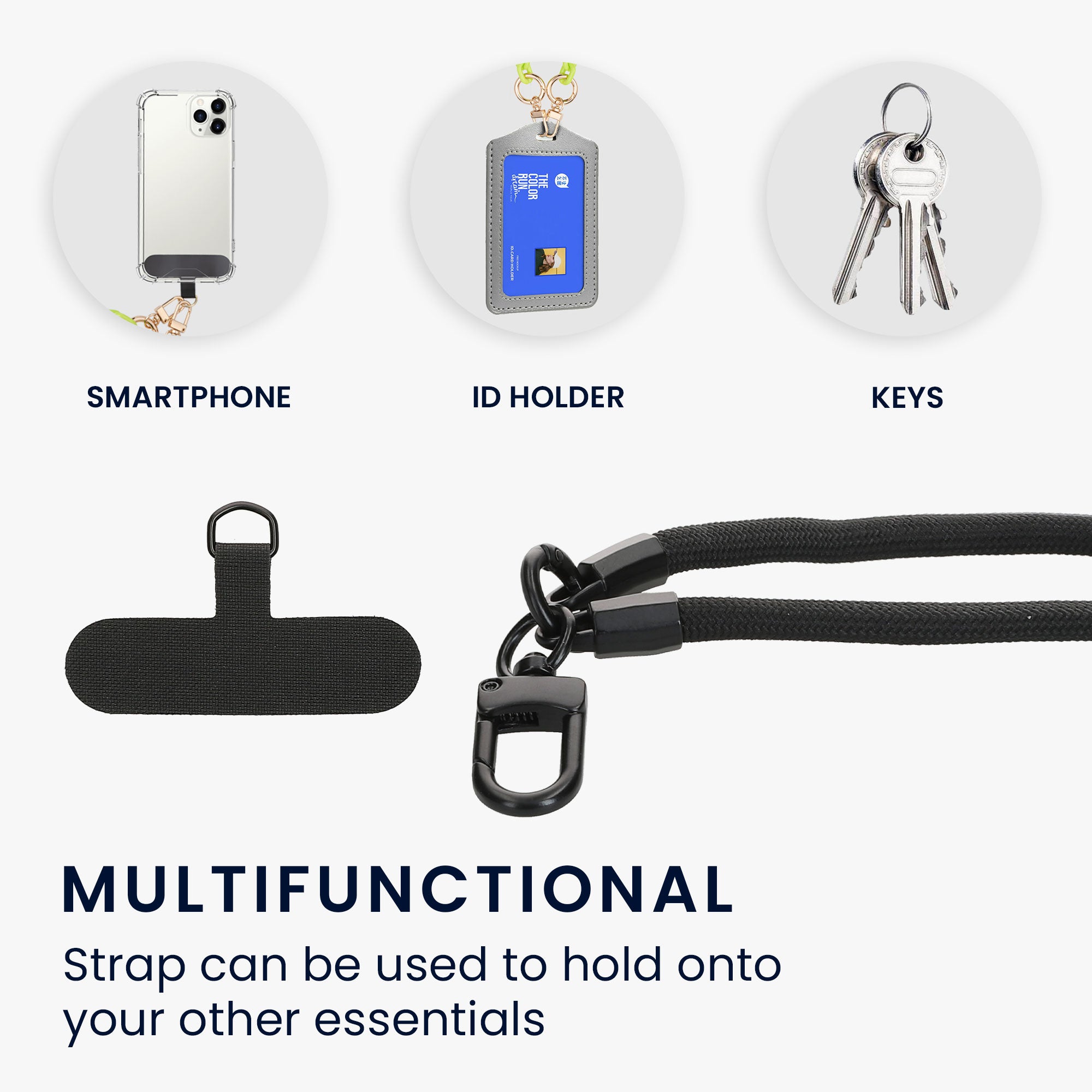 KW iPhone 15 Θήκη Σιλικόνης TPU με Λουράκι - Διάφανη / Black