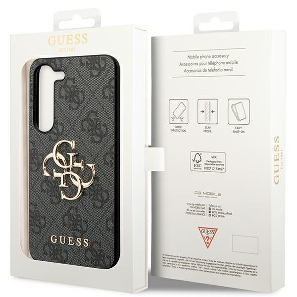 Guess Samsung Galaxy S24 - 4G Big Metal Logo Θήκη με Επένδυση Συνθετικού Δέρματος - Black - GUHCS24S4GMGGR
