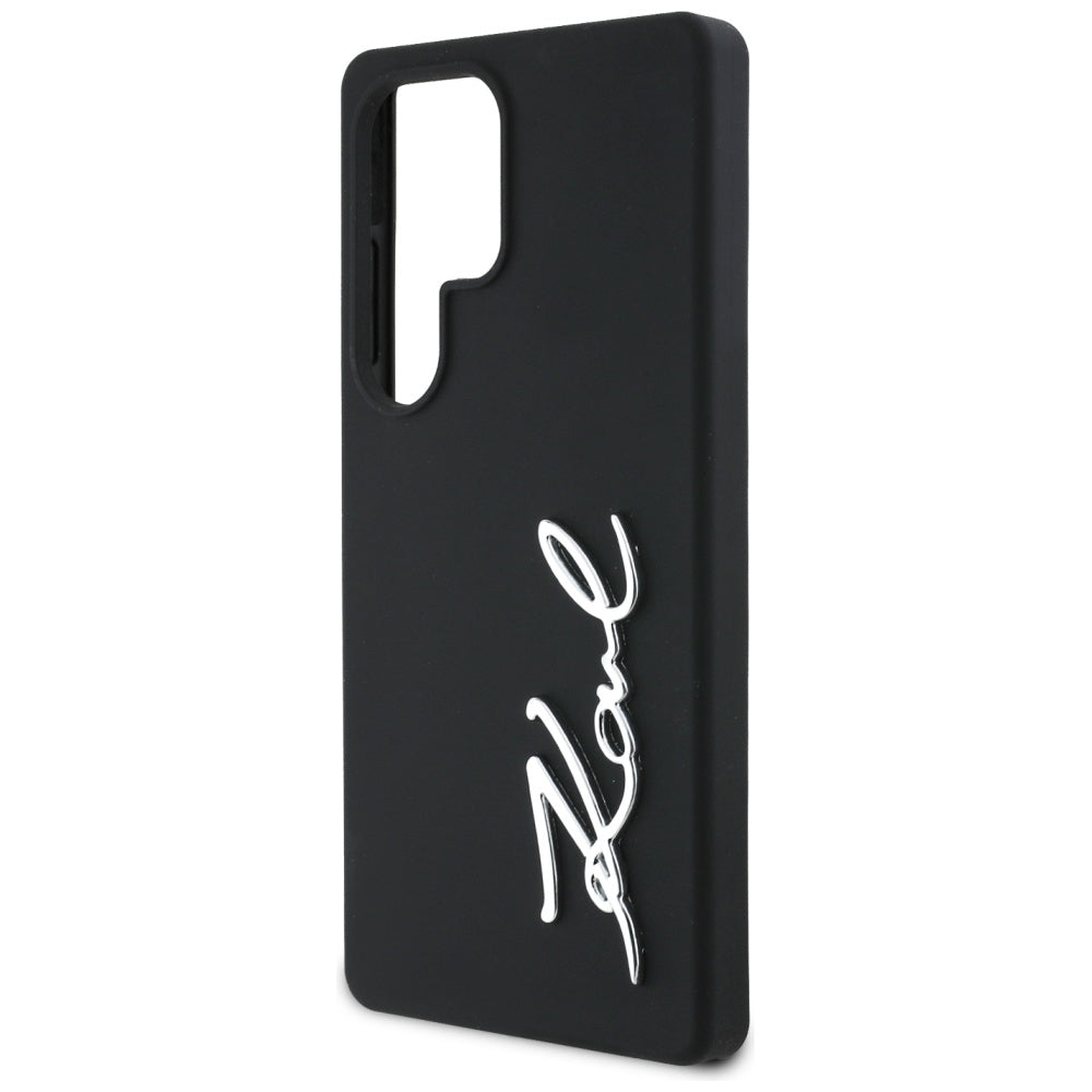 Karl Lagerfeld Samsung Galaxy S25 Ultra - Silicone Metal Signature Logo - Σκληρή Θήκη Σιλικόνης - Black - KLHCS25LSCMSMVK