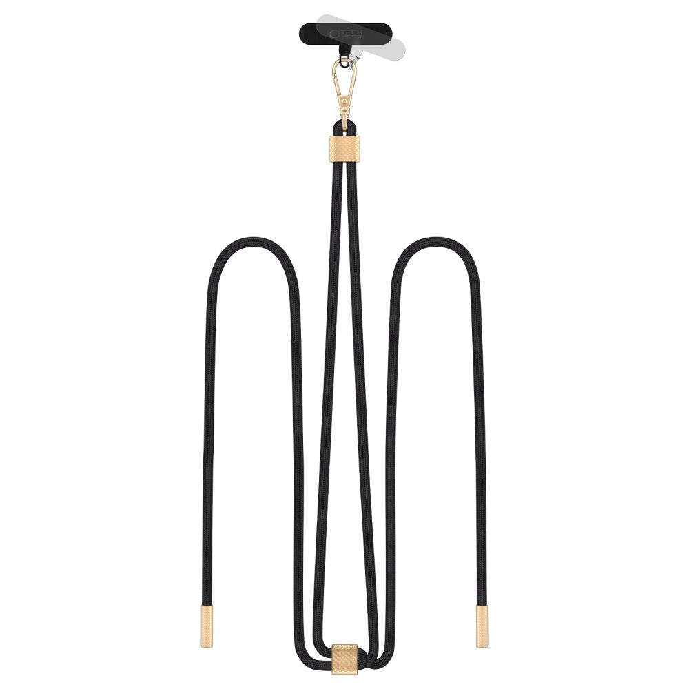 Tech-Protect C2S Rope CrossBody Strap - Universal Λουράκι για Θήκη Κινητού - Black / Gold