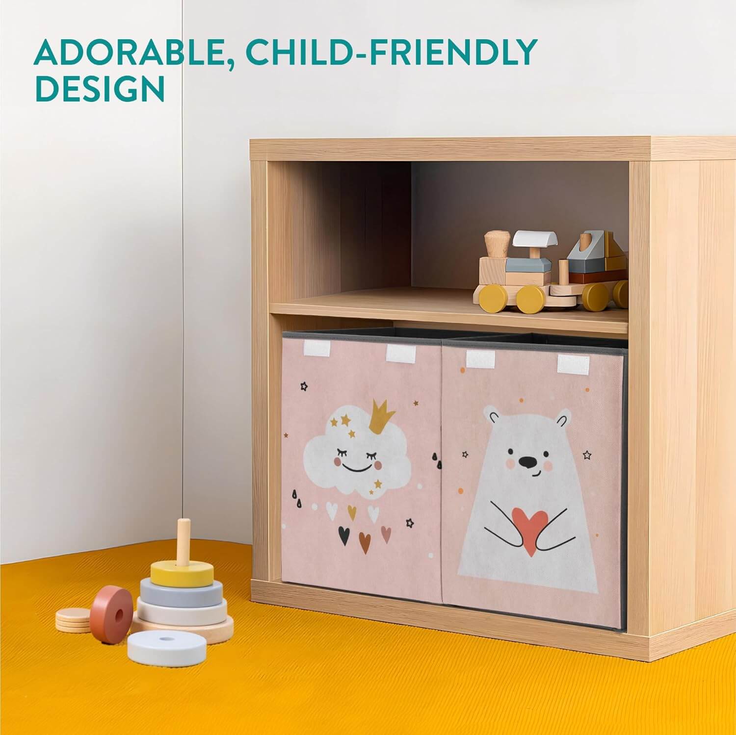 Navaris Παιδικό Κουτί Αποθήκευσης Παιχνιδιών με Διαχωριστικό και Καπάκι - 62 x 33 x 40 cm - Pink