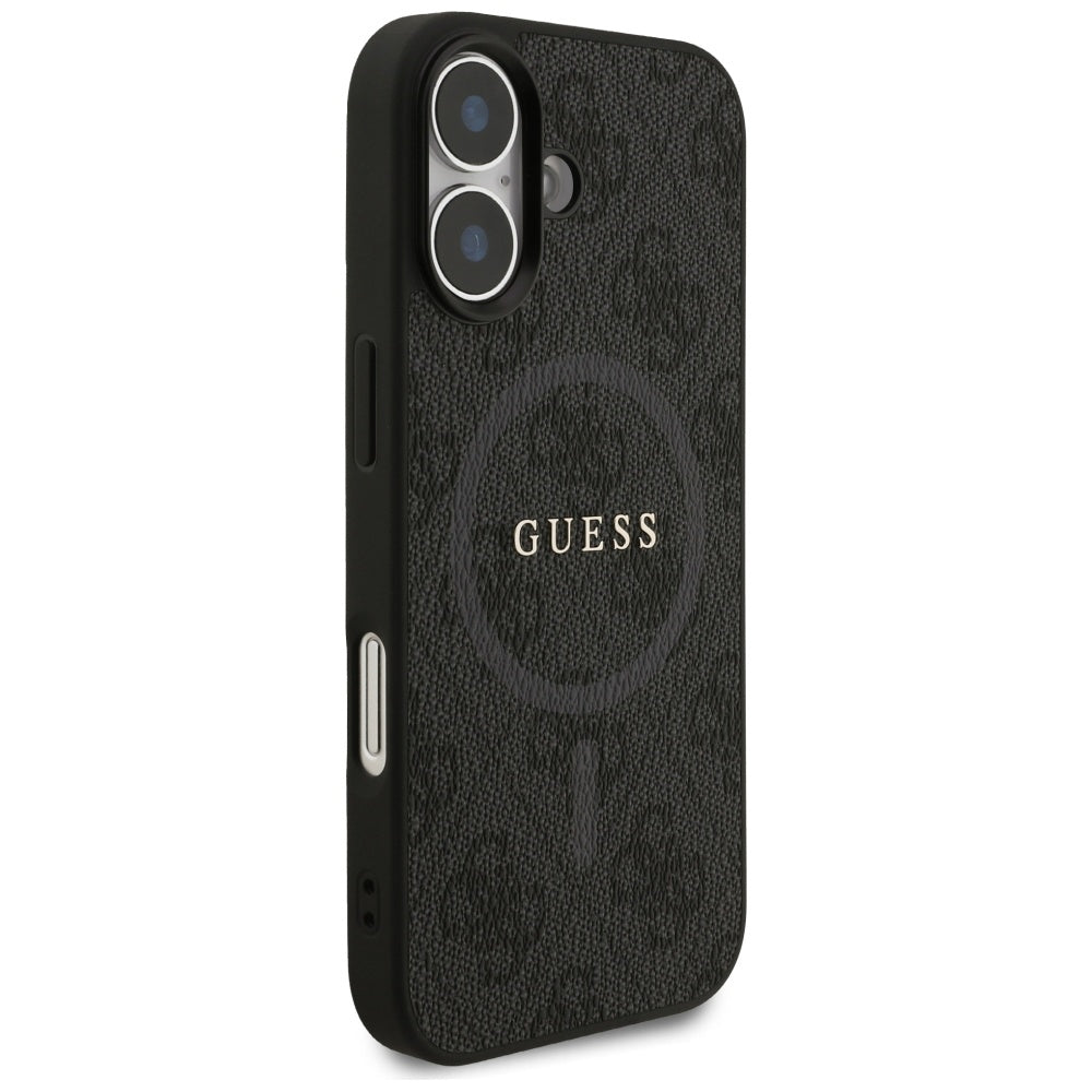 Guess iPhone 17 - 4G Ring Classic Logo MagSafe - Σκληρή Θήκη με Πλαίσιο Σιλικόνης και Επένδυση Συνθετικού Δέρματος - Black - GUHMP17SG4GFRK