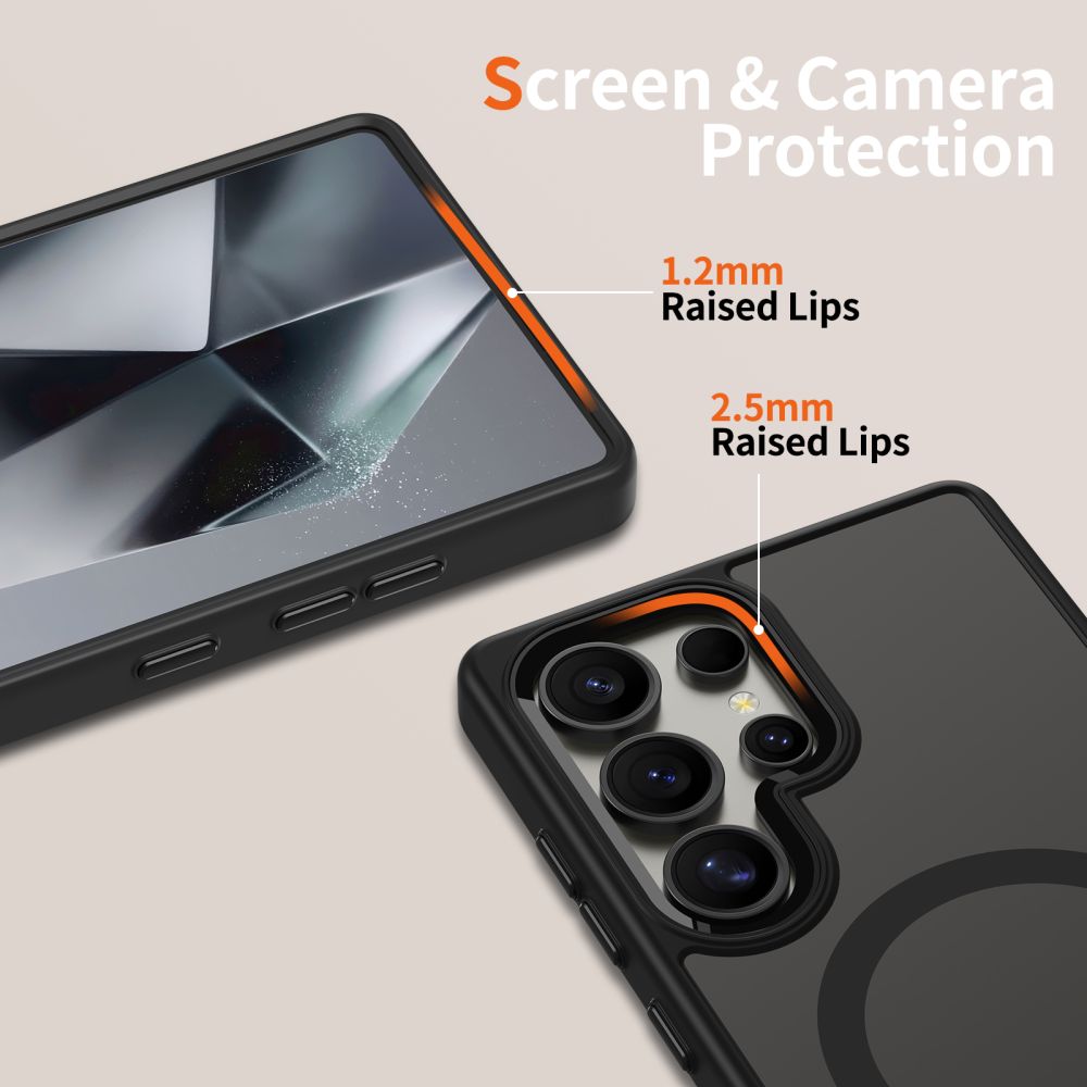 Tech-Protect Samsung Galaxy S25 Ultra MagMat Σκληρή Θήκη με Πλαίσιο Σιλικόνης και MagSafe - Black / Διάφανη