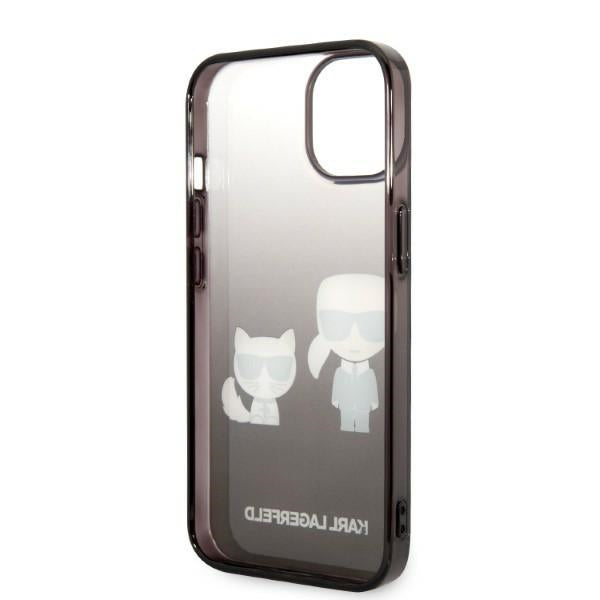 Karl Lagerfeld iPhone 14 Plus - Gradient Ikonik Karl and Choupette Σκληρή Θήκη με Πλαίσιο Σιλικόνης - Black - KLHCP14MTGKCK