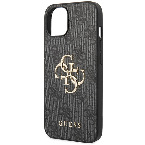 Guess iPhone 15 Plus / 14 Plus - 4G Big Metal Logo Θήκη με Επένδυση Συνθετικού Δέρματος - Grey - GUHCP15M4GMGGR