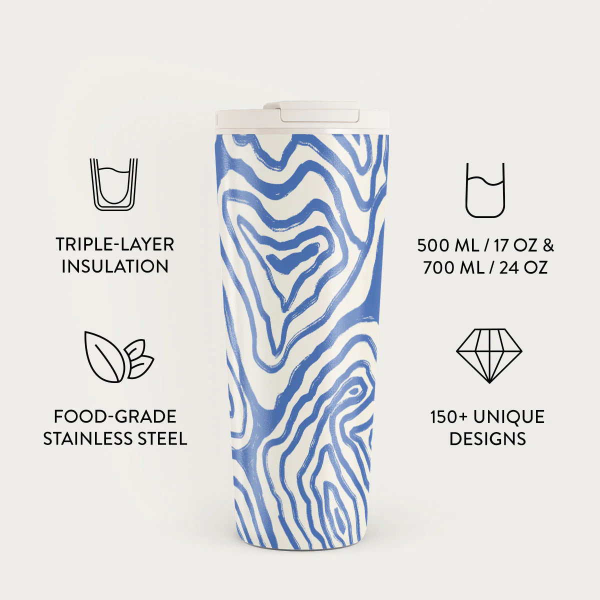 Burga Κούπα Θερμός από Ανοξείδωτο Ατσάλι - Flap Lid - 700ml - Seven Seas