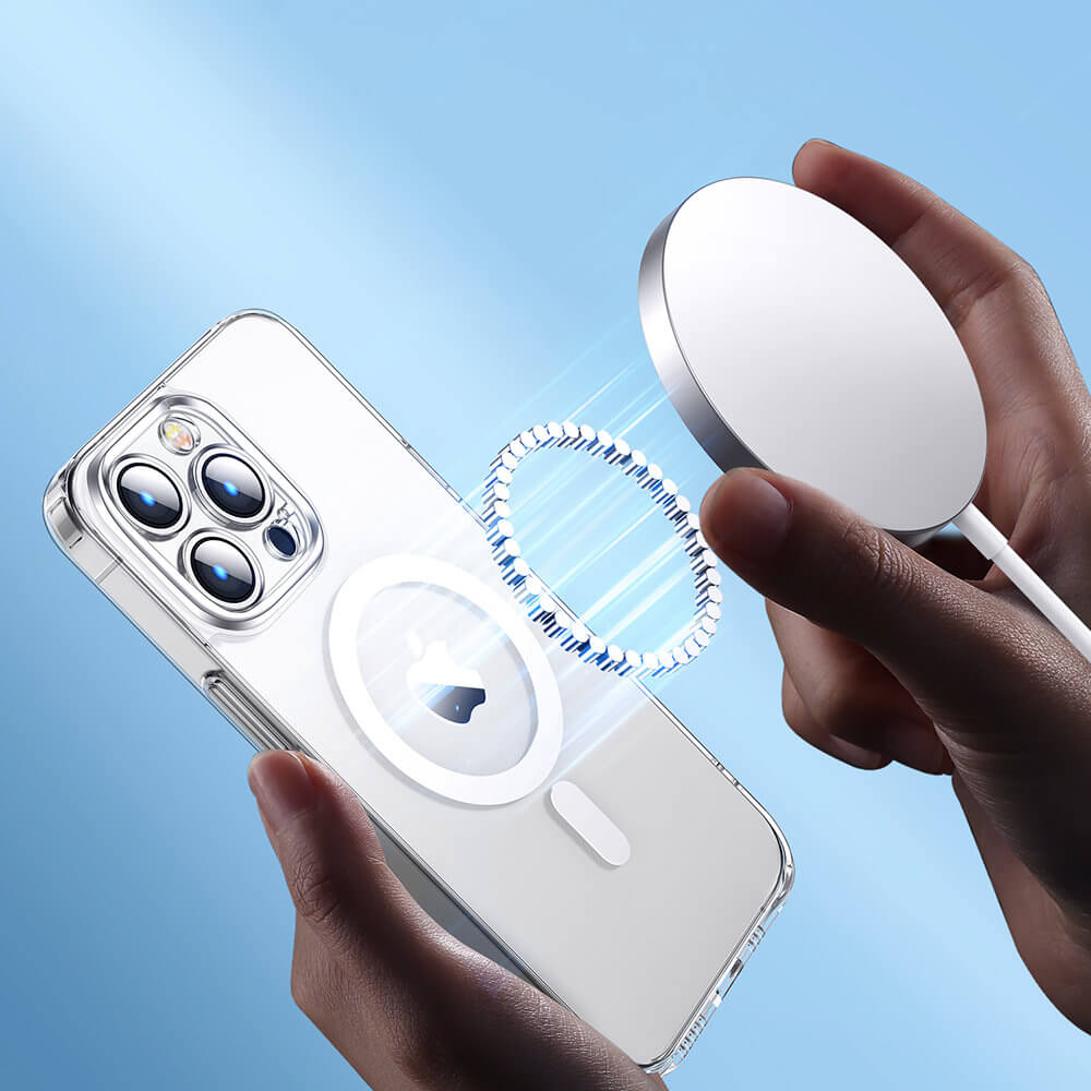 Joyroom iPhone 14 Pro Max - 14D Magnetic Σκληρή Θήκη με Πλαίσιο Σιλικόνης και MagSafe - Διάφανη