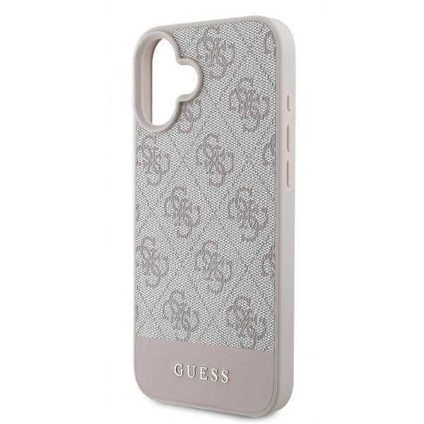 Guess iPhone 16 Plus - 4G Bottom Stripe - Θήκη με Επένδυση Συνθετικού Δέρματος - Pink - GUHCP16MG4GLPI