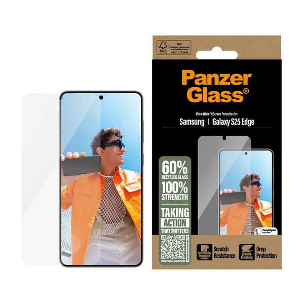 PanzerGlass Samsung Galaxy S25 Edge - Ultra - Wide Fit Case Friendly Full Screen Αντιχαρακτικό Γυαλί Οθόνης - Διάφανο