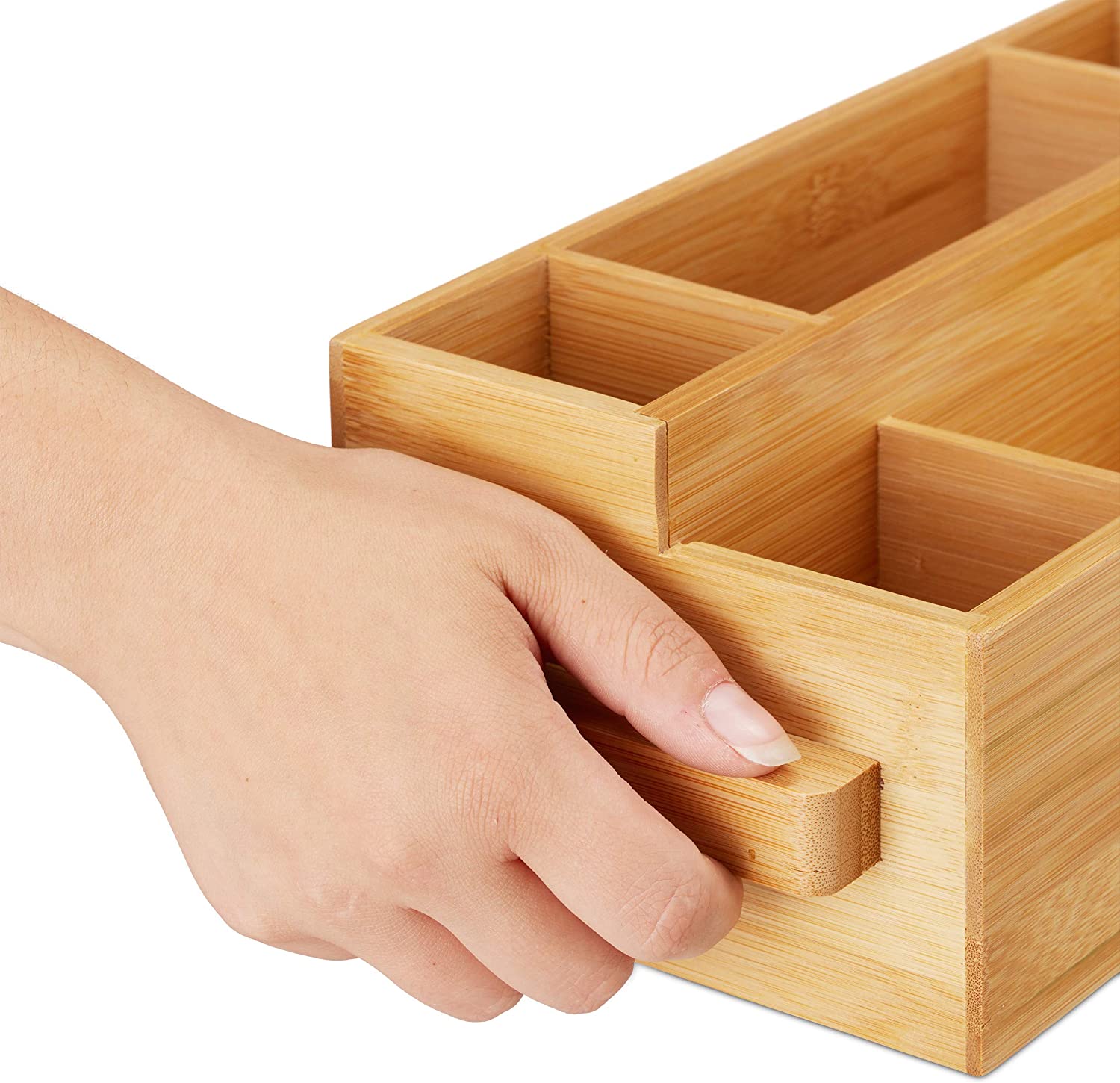 Relaxdays Θήκη για Mαχαιροπήρουνα από Mπαμπού με Xώρο για Xαρτοπετσέτας - Natural - 4052025259532