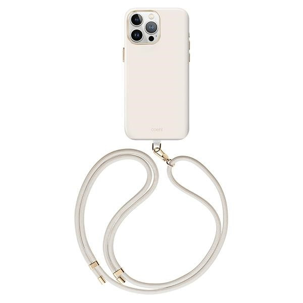 Uniq iPhone 15 Pro Coehl Creme Σκληρή Θήκη MagSafe με Πλαίσιο Σιλικόνης και Λουράκι - Ivory