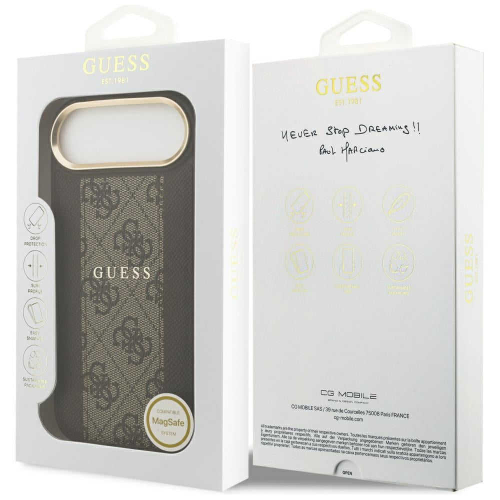 Guess iPhone Air - 4G Stripe MagSafe - Θήκη με Επένδυση Συνθετικού Δέρματος - Brown - GUHMP17MPG4SEMCW