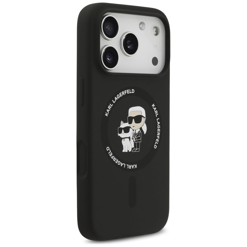 Karl Lagerfeld iPhone 17 Pro - Silicone Karl and Choupette Ring MagSafe Θήκη Σιλικόνης - Black - KLHMP17LSCMKCRHK