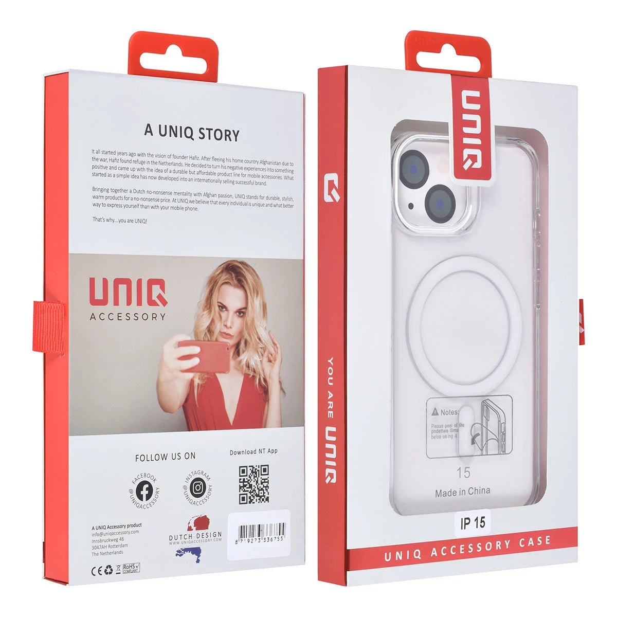 Tuniq iPhone 15 - MagSafe Σκληρή Θήκη με Πλαίσιο Σιλικόνης - Διάφανη / Λευκή