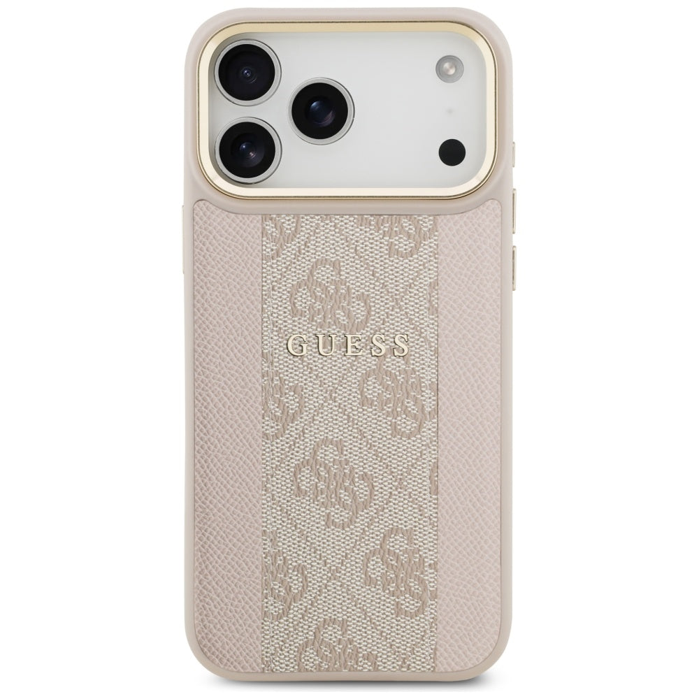 Guess iPhone 17 Pro Max - 4G Stripe MagSafe - Θήκη με Επένδυση Συνθετικού Δέρματος - Pink - GUHMP17XPG4SEMCP