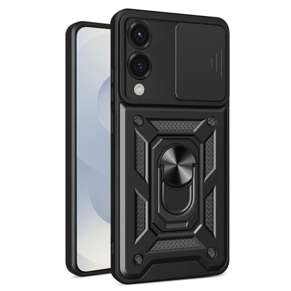 Techsuit Samsung Galaxy S25 Edge - CamShield - Σκληρή Θήκη με Προστασία Καμερών και Δαχτυλίδι Συγκράτησης - Black
