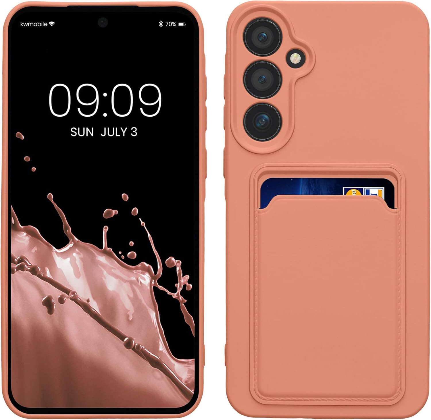 KW Samsung Galaxy A55 5G Θήκη Σιλικόνης TPU με Υποδοχή για Κάρτα - Grapefruit Pink