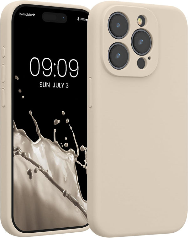 KW iPhone 15 Pro Θήκη Σιλικόνης Rubberized TPU - Cream - likebrands.gr