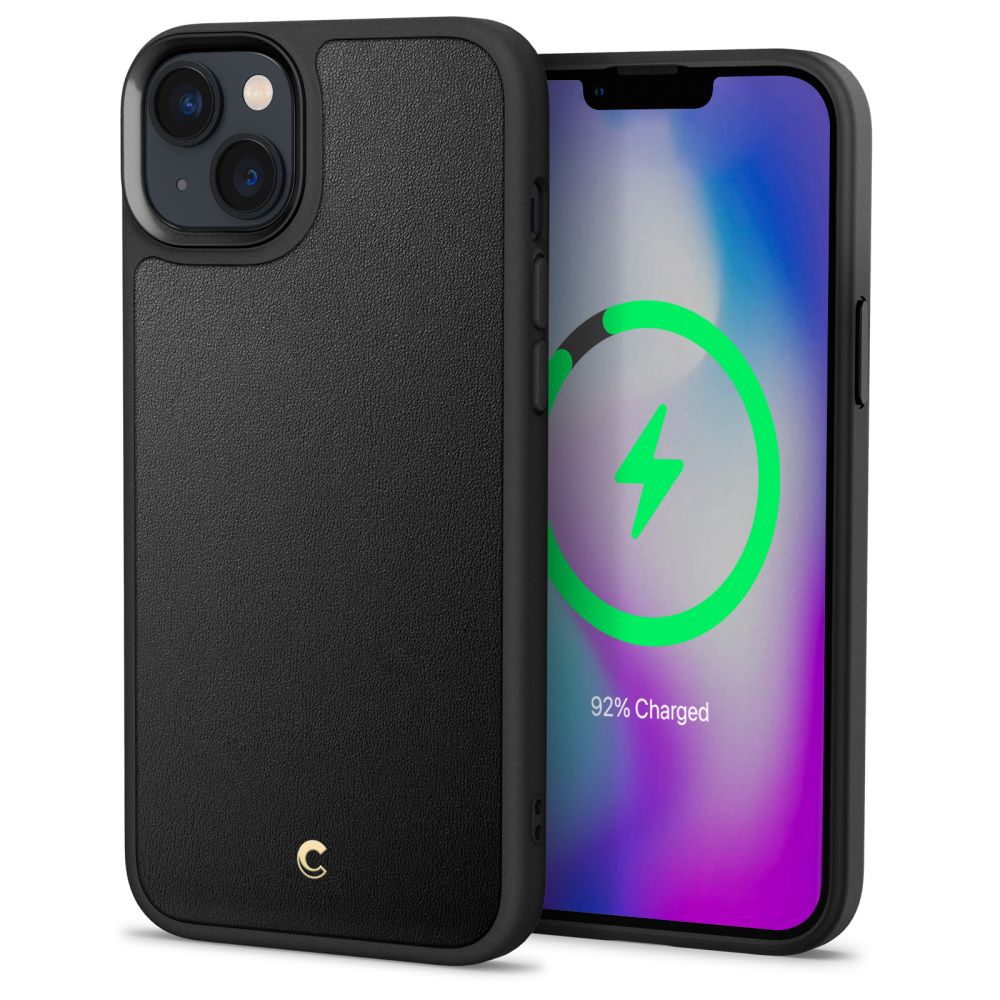 Spigen Cyrill iPhone 14 Plus / iPhone 15 Plus Kajuk Mag Θήκη με Επένδυση Συνθετικού Δέρματος και MagSafe - Black