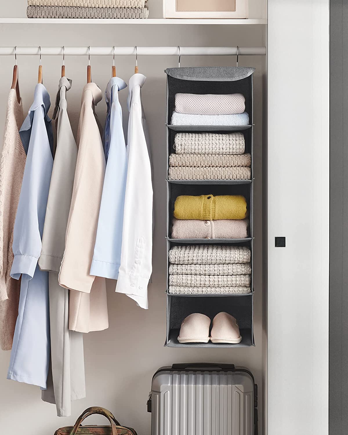 Songmics Κρεμαστή Πτυσσόμενη Ραφιέρα Ρούχων - Grey - RYCH06G